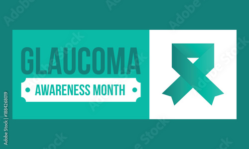 Glaucoma Awareness Month. Celebrate annual in January. Vision problems. Save your eyes. Prevention and protection. Green ribbon. Medical healthcare concept. Poster, banner and background. Vector