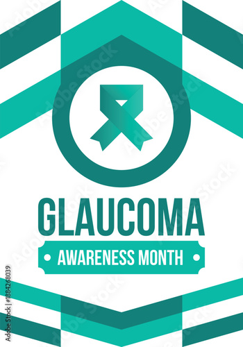 Glaucoma Awareness Month. Celebrate annual in January. Vision problems. Save your eyes. Prevention and protection. Green ribbon. Medical healthcare concept. Poster, banner and background. Vector