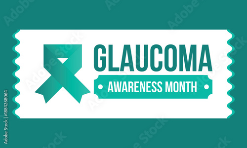 Glaucoma Awareness Month. Celebrate annual in January. Vision problems. Save your eyes. Prevention and protection. Green ribbon. Medical healthcare concept. Poster, banner and background. Vector