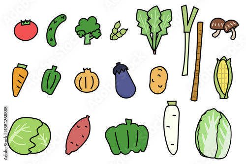ゆるいタッチの野菜イラストセット
