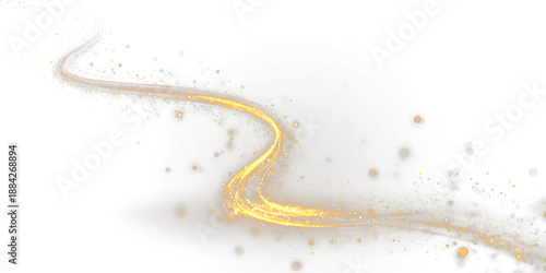 фотографія Golden curved light ribbon png with shine