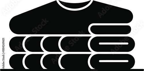 Clean Vector Icon Representing Stack of Folded Laundry or Clean Clothes, Symbol for Housekeeping, Dry Cleaning Service, Organization, or Domestic Chores Management