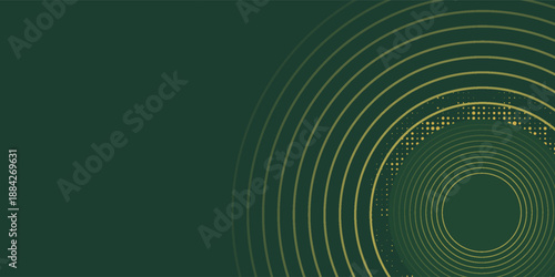 Stylish green background featuring gold circles and abstract details perfect for luxury designs invitations posters and elegant presentations. vector