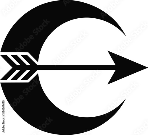 Vector Icon of a Horizontal Arrow Inside a Circle, Signifying Direction, Forward Movement, or Next Step in User Interface Navigation or Process Flow