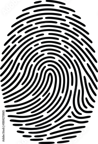 Detailed Black and White Fingerprint Scan Icon Representing Biometric Security, Identity Verification, Privacy, or Access Control in Modern Technology and Digital Authentication