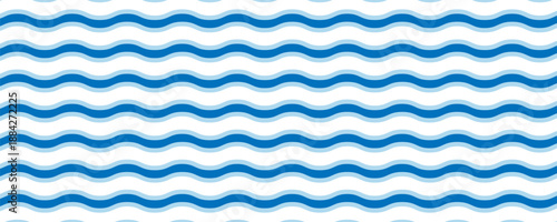 Seamless Wave Pattern, Hand drawn water sea vector background. Wavy beach print, curly grunge paint lines, watercolor stripes