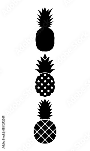 Pineapple silhouette, set of pineapple vector, pineapple vector design, pineapple silhouette art design