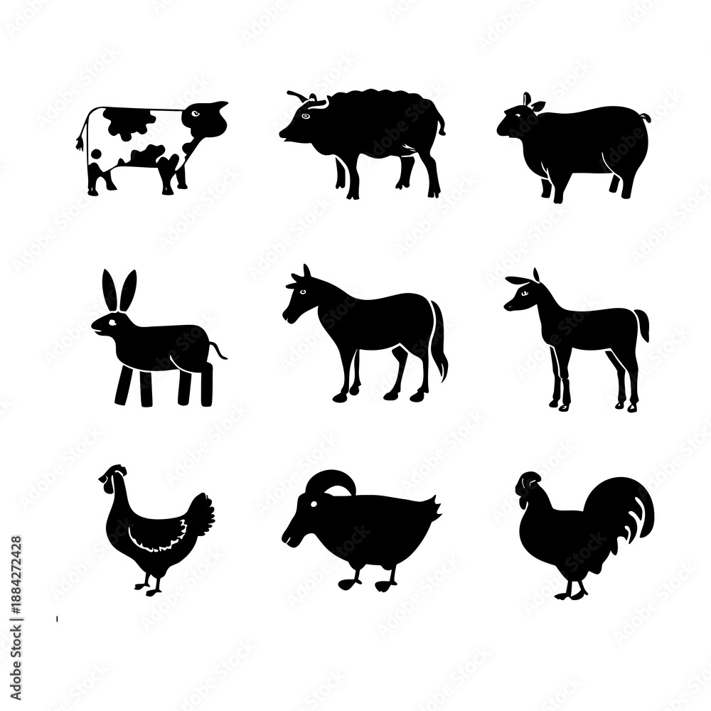 Fototapeta premium farm animals collection vector