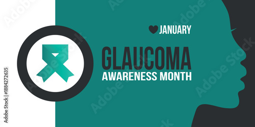 Glaucoma Awareness Month. Celebrate annual in January. Vision problems. Save your eyes. Prevention and protection. Green ribbon. Medical healthcare concept. Poster, banner and background. Vector
