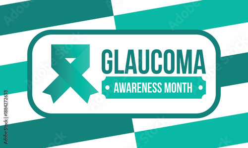 Glaucoma Awareness Month. Celebrate annual in January. Vision problems. Save your eyes. Prevention and protection. Green ribbon. Medical healthcare concept. Poster, banner and background. Vector