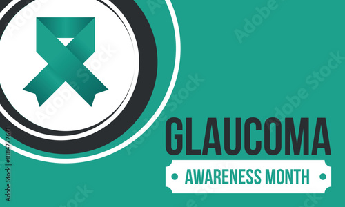 Glaucoma Awareness Month. Celebrate annual in January. Vision problems. Save your eyes. Prevention and protection. Green ribbon. Medical healthcare concept. Poster, banner and background. Vector