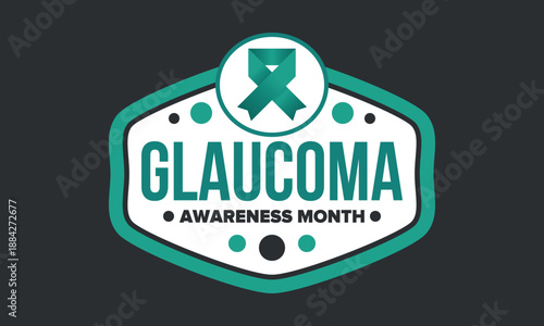 Glaucoma Awareness Month. Celebrate annual in January. Vision problems. Save your eyes. Prevention and protection. Green ribbon. Medical healthcare concept. Poster, banner and background. Vector