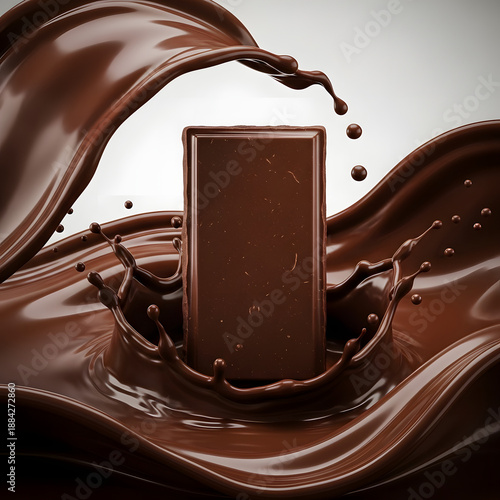 Valentine Love Concept Chocolate Bar with Cocoa Splash