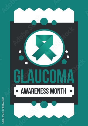Glaucoma Awareness Month. Celebrate annual in January. Vision problems. Save your eyes. Prevention and protection. Green ribbon. Medical healthcare concept. Poster, banner and background. Vector