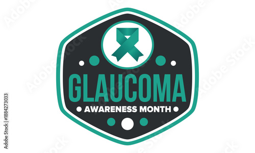 Glaucoma Awareness Month. Celebrate annual in January. Vision problems. Save your eyes. Prevention and protection. Green ribbon. Medical healthcare concept. Poster, banner and background. Vector