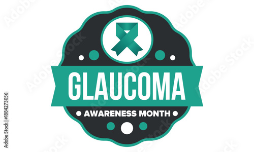 Glaucoma Awareness Month. Celebrate annual in January. Vision problems. Save your eyes. Prevention and protection. Green ribbon. Medical healthcare concept. Poster, banner and background. Vector