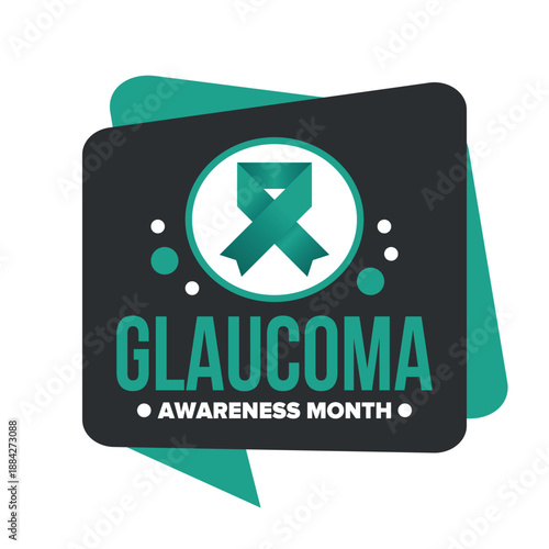 Glaucoma Awareness Month. Celebrate annual in January. Vision problems. Save your eyes. Prevention and protection. Green ribbon. Medical healthcare concept. Poster, banner and background. Vector