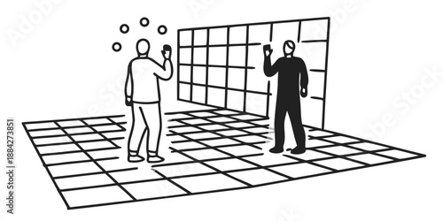 Metaverse Technology Concept with Virtual Reality World, Holographic Avatars and Digital Grids