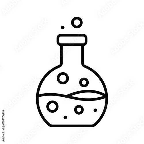 Modern line icon of laboratory flask for medical research.