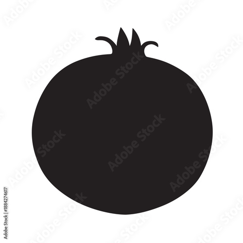 Pomegranate Fruit Illustration - Whole and Half Cut Garnet with Seeds Isolated Silhouette