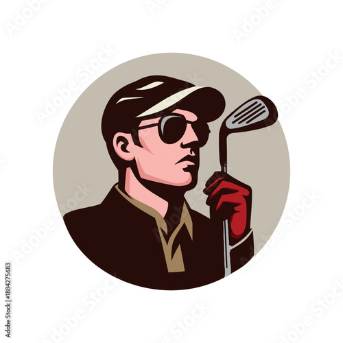 Golf Player Swing Sport Mascot Logo