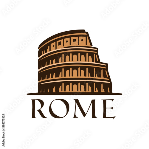 Rome Colosseum Landmark Travel Logo
