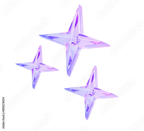 Obraz na plátne 3d holographic glass star cluster icon render