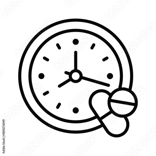 A smart line icon illustrating medicine time reminder