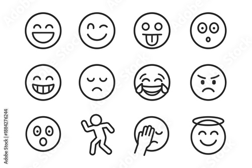 Winking funny emoji icon tongue icons halo dancing vector cartoon eyes out