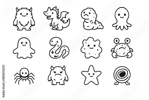 Wobbly cosmic spider icon space blob icons squid monster cartoon vector critter