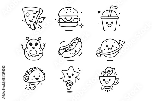Ufo space food flying funny planet icon vector giggling whimsical tiny star