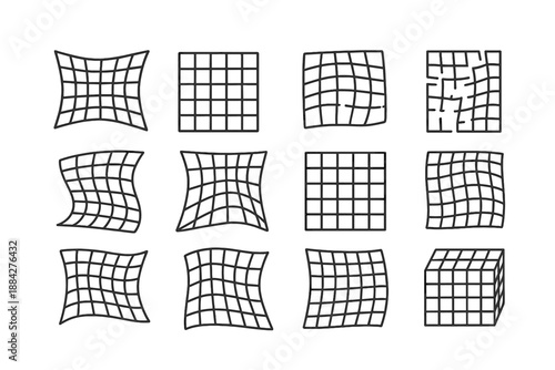 Pattern grid twisted broken icons icon spiral illusion vector prism mesh warped