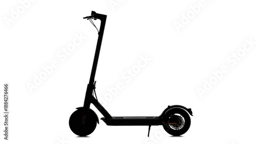 Modern electric scooter viewed from the side on a plain background