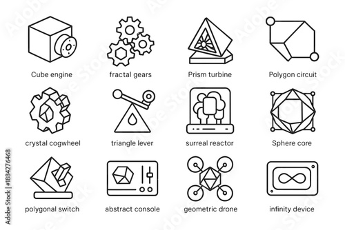 Fractal icon icons polygon vector geometric drone triangle switch machine surreal circuit