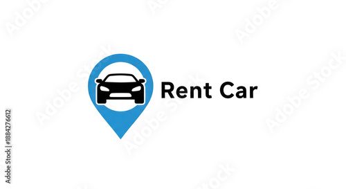 Free Download Car rental logo design featuring a car icon inside a location pin with the text 'Rent Car' in a modern style for transportation services - GFXLoad