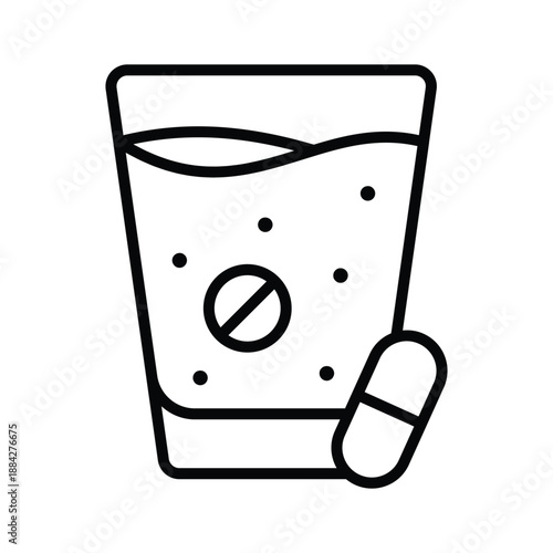 Here is a modern line icon of medicine intake in trendy style