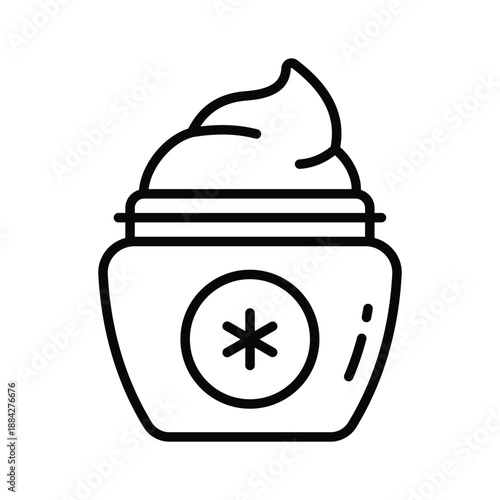 A smooth line icon representing medical cream treatment, skincare product