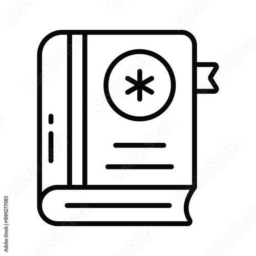 Medical reference book line icon, healthcare education and knowledge