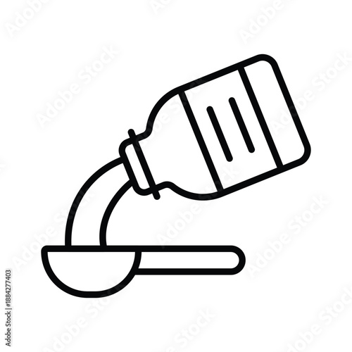 Liquid medicine syrup spoon line icon, pharmaceutical healthcare treatment