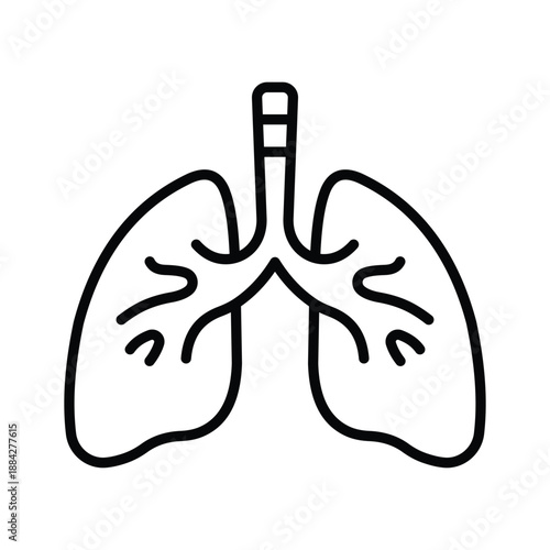 Human lungs anatomy line icon, respiratory healthcare system