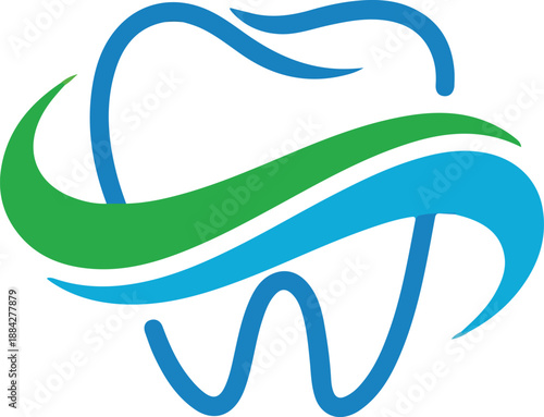 Blue and Green Dental Health Emblem