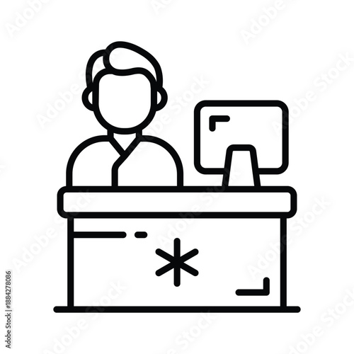 Hospital reception desk icon representing patient registration services