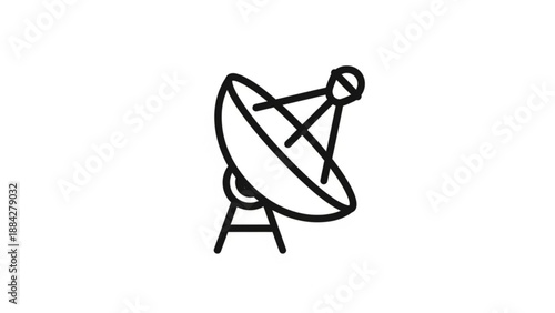 Satellite dish illustration on a stand viewed from the side in a technical context