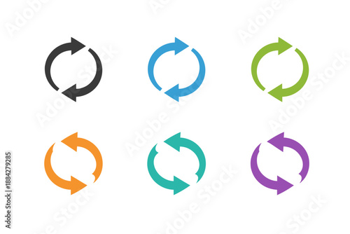 Set of circular arrows in different colors representing refresh or reload actions
