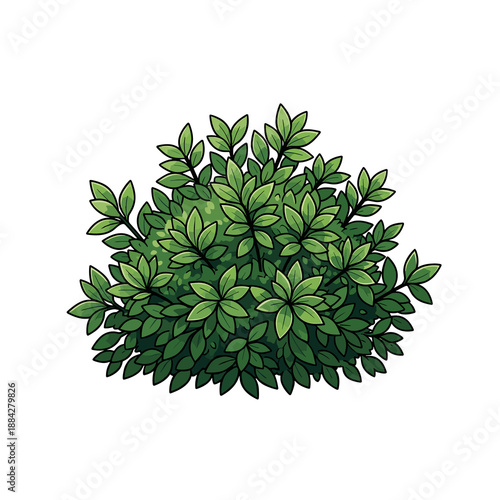 Green bush flat illustration on white background