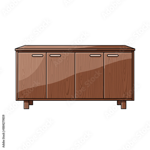 Brown cabinet flat illustration on white background