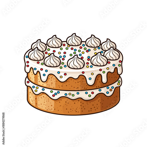 Cake flat illustration on white background