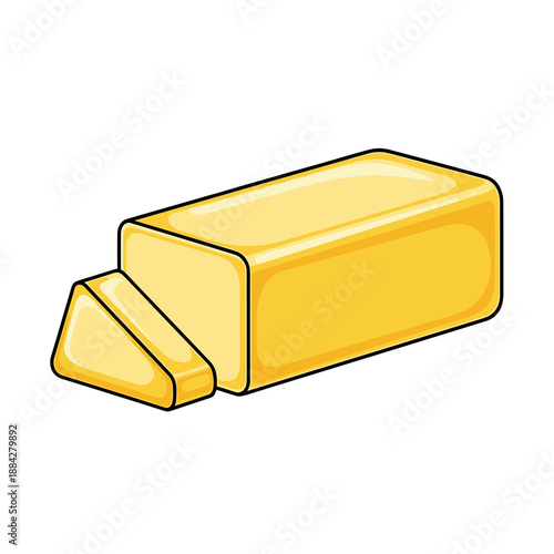 Yellow butter flat illustration on white background
