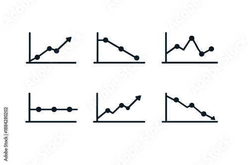 Collection of simple line graphs showing different trends and data points