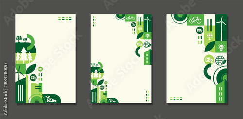 Green Sustainable City Landscape Illustration with Clean Energy and Environmental Concept